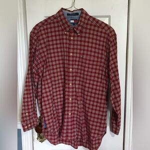 Size L Tommy Hilfiger Red Plaid Button Down Shirt.